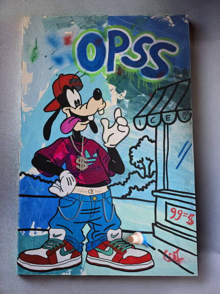 “Opss” Acrilico e spray su tela con elementi polimaterici applicati - ANNO 2026 - 80 x 120 cm